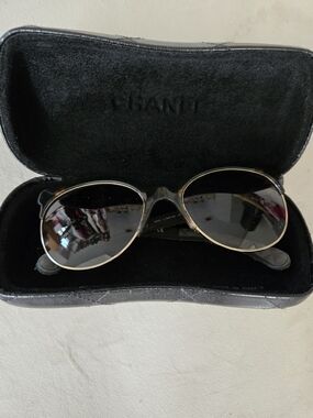 Chanel Black & Gold Aviator Sunglasses - Chanel
